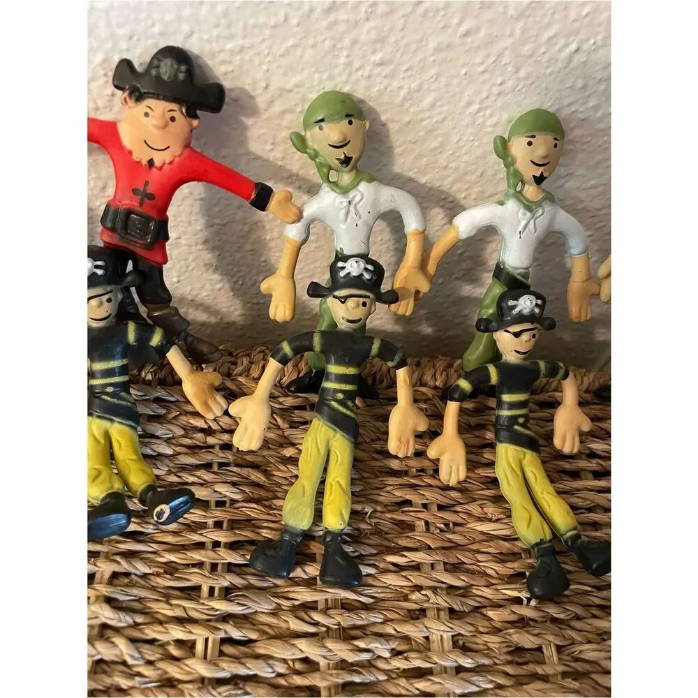 Art Creativity Rubber Bendable Pirates &  Police Officer lot of 12
